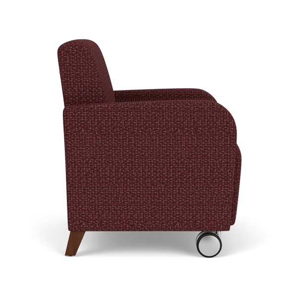 Siena Lounge Reception Guest Chair With Front Casters, Walnut Wood Back Legs, RF Nebbiolo Upholstery